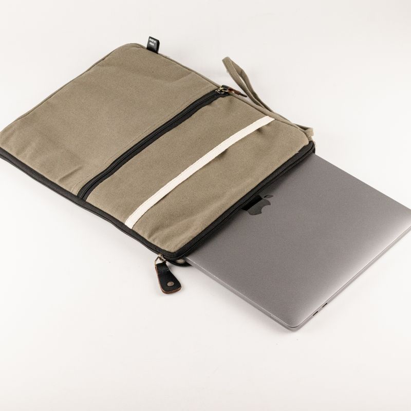 Canvas-Laptoptasche für unterwegs – Oliv