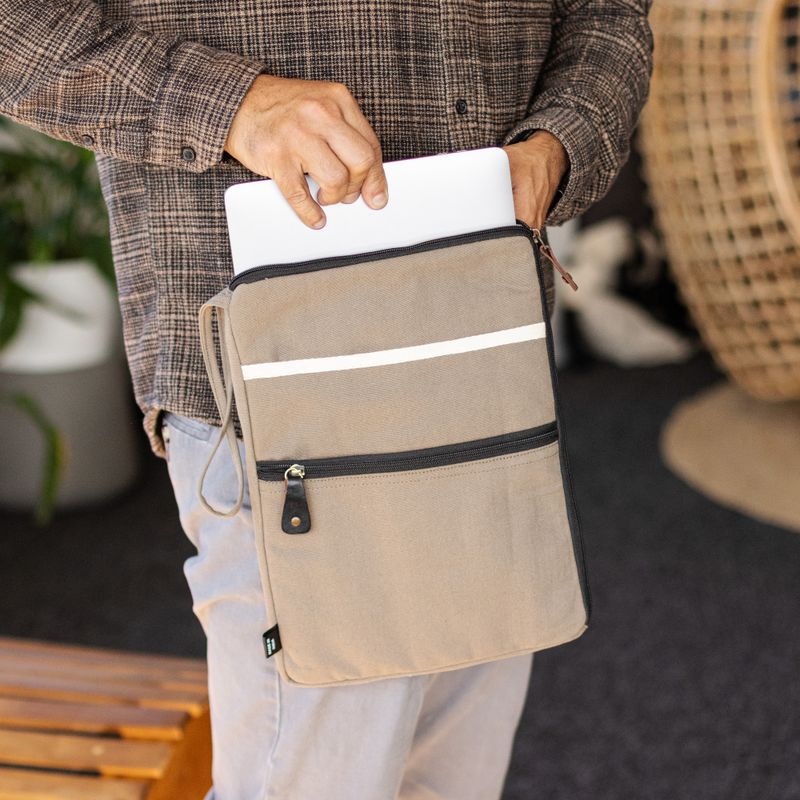 Canvas-Laptoptasche für unterwegs – Oliv