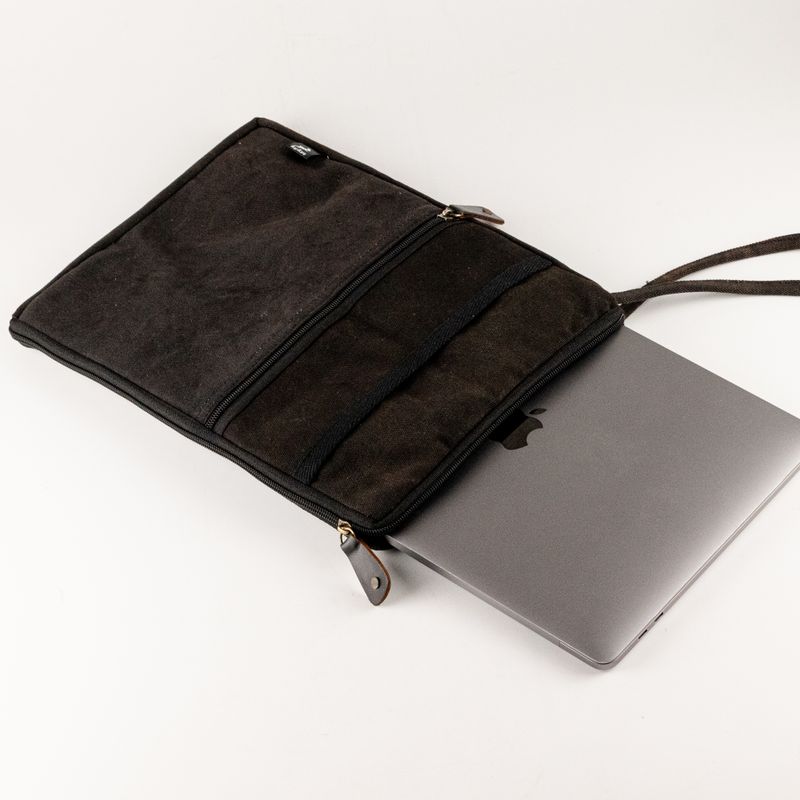 Stonewashed Laptop-Tasche für unterwegs – Anthrazit