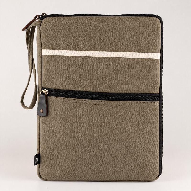 Canvas-Laptoptasche für unterwegs – Oliv