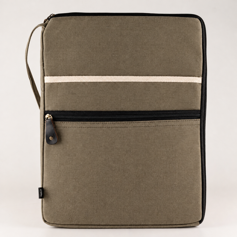 Große Laptop-Tasche aus Canvas – Oliv