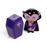 Gruseliges Dracula & Sarg Salz- und Pfefferstreuer-Set aus Keramik