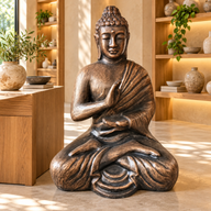 Großer antiker goldener Buddha bei der Meditation in Stupa - 1,5 m