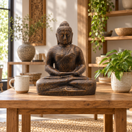 Buddha-Figur mittel, klassisch, antik-goldfarben – 0,5 m