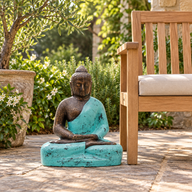 Buddha-Figur Klassisch, mittelgroß, Türkis & Stein – 0,5 m