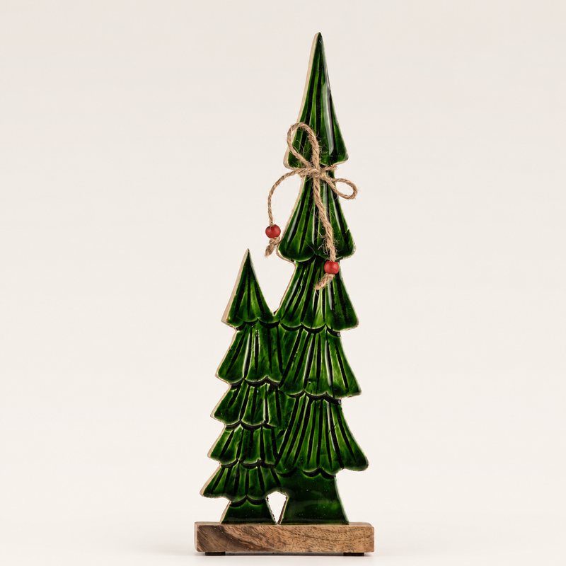 Lost in the Forest – Mittel – Zwei emaillierte Bäume – (34 x 11 x 2,5 cm)
