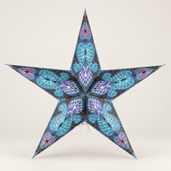 Sternlampe – Pfau, Lila & Petrol, fünfzackig – 60 cm