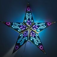 Sternlampe – Pfau, Lila & Petrol, fünfzackig – 60 cm