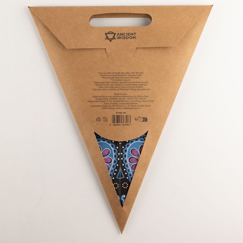 Sternlampe – Pfau, Lila & Petrol, fünfzackig – 60 cm