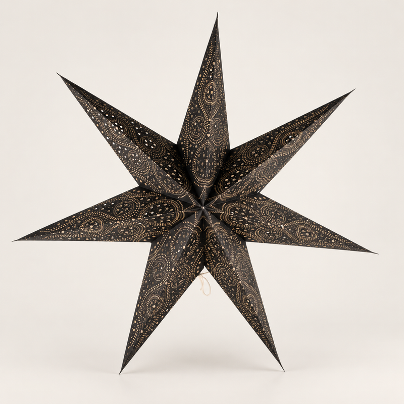 Sternlampe – Schwarzes Nordlicht, sieben Zacken – 60 cm