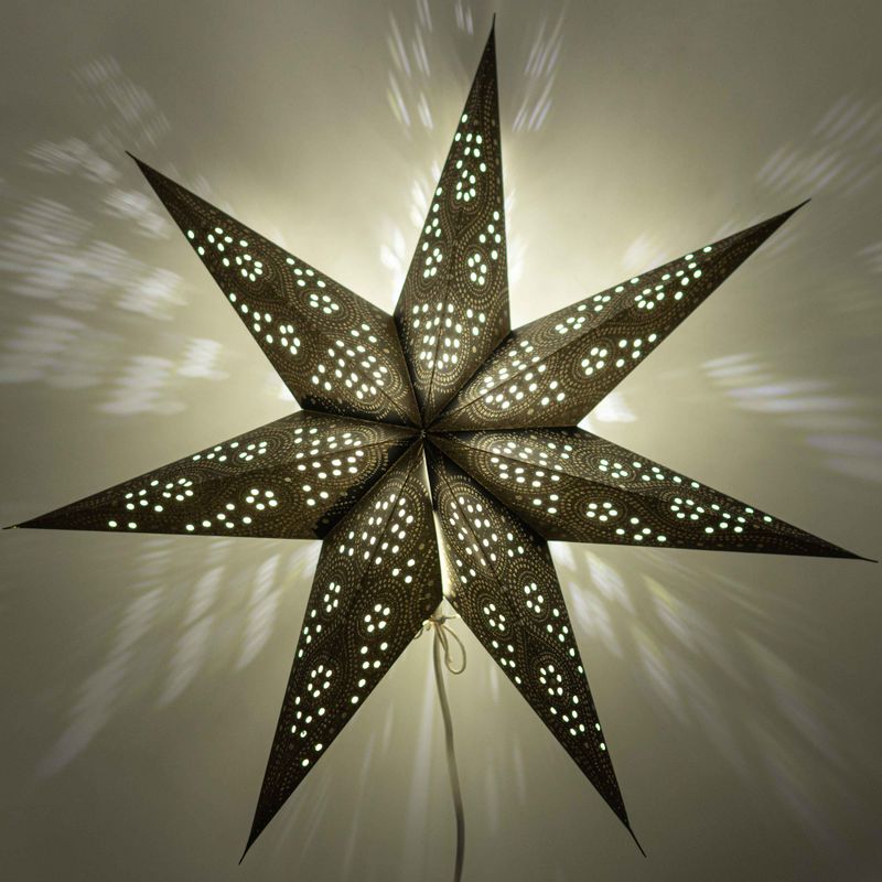 Sternlampe – Schwarzes Nordlicht, sieben Zacken – 60 cm