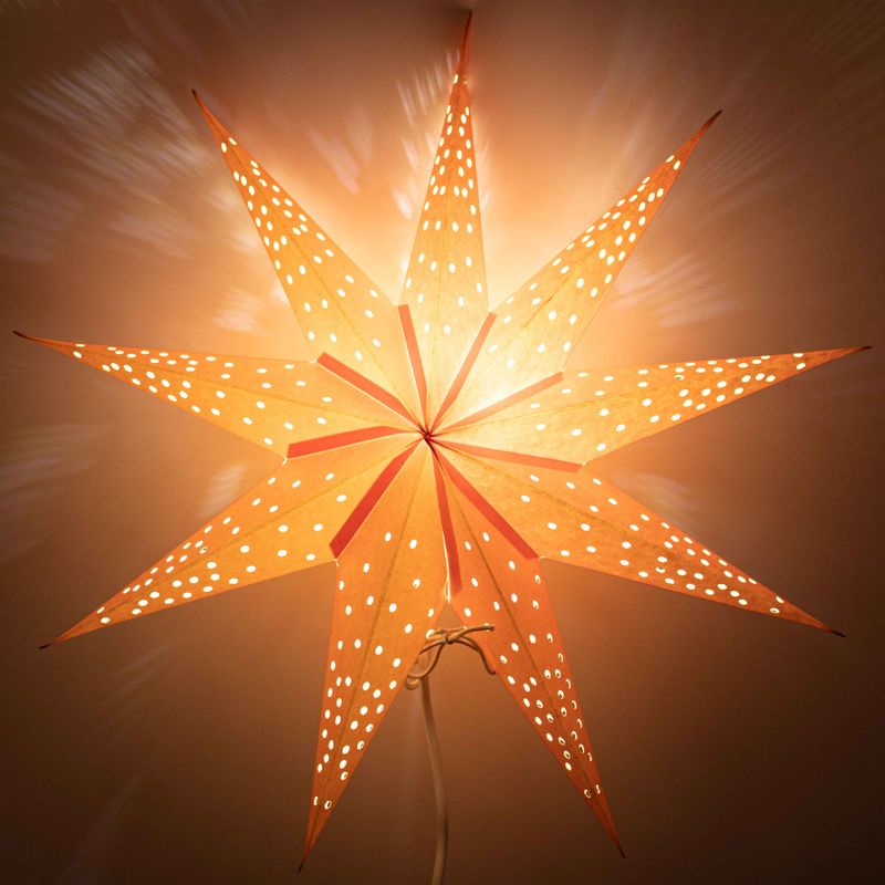 Sternlampe – Orangefarbene Lichter, neun Zacken – 45 cm