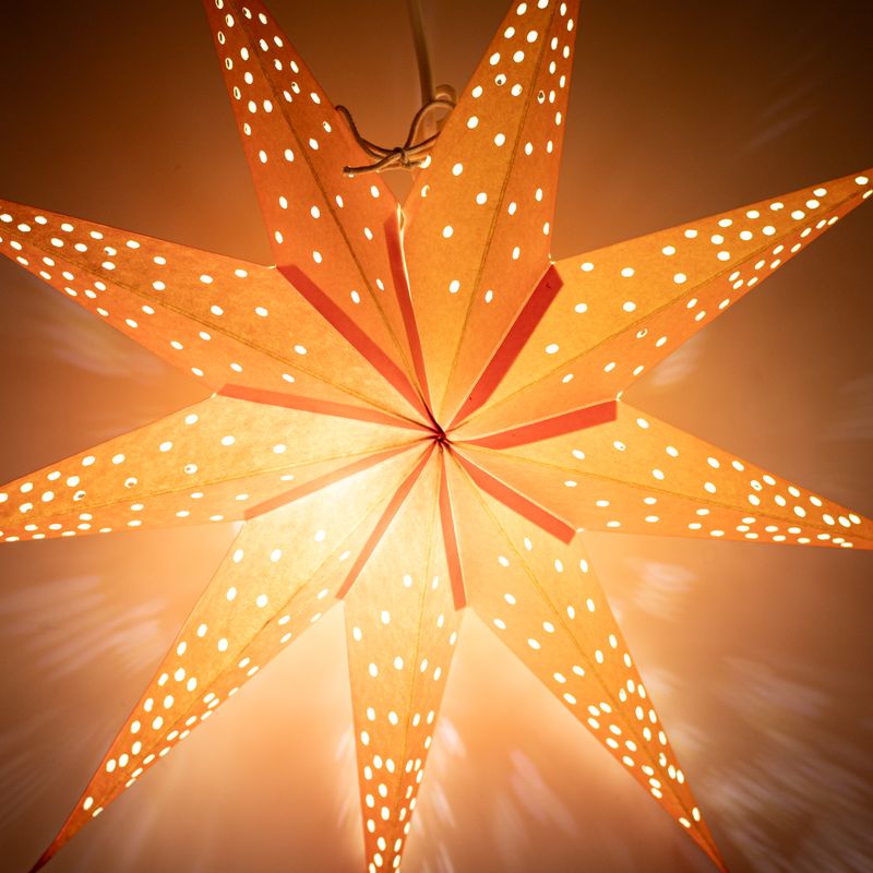 Sternlampe – Orangefarbene Lichter, neun Zacken – 45 cm