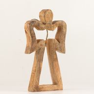 Engel-Figur „Halo“ aus Mangoholz, mittel – weiß emailliert