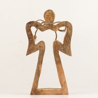 Engel-Figur „Halo“ aus Mangoholz, mittel – weiß emailliert