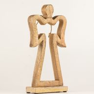 Großer Schutzengel aus Mangoholz mit Heiligenschein – Weiß emailliert