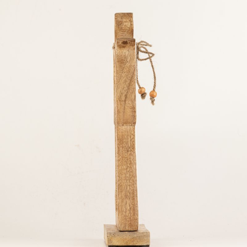 Großer Schutzengel aus Mangoholz mit Heiligenschein – Weiß emailliert