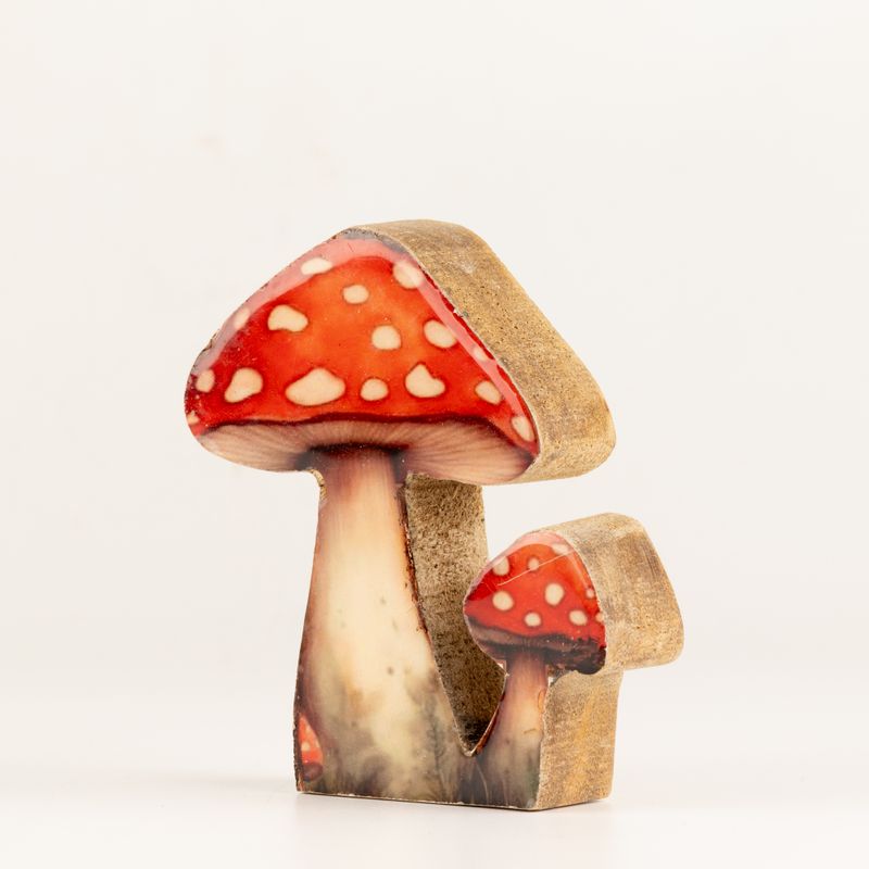 Deko-Pilz aus Holz – Mini Redcap