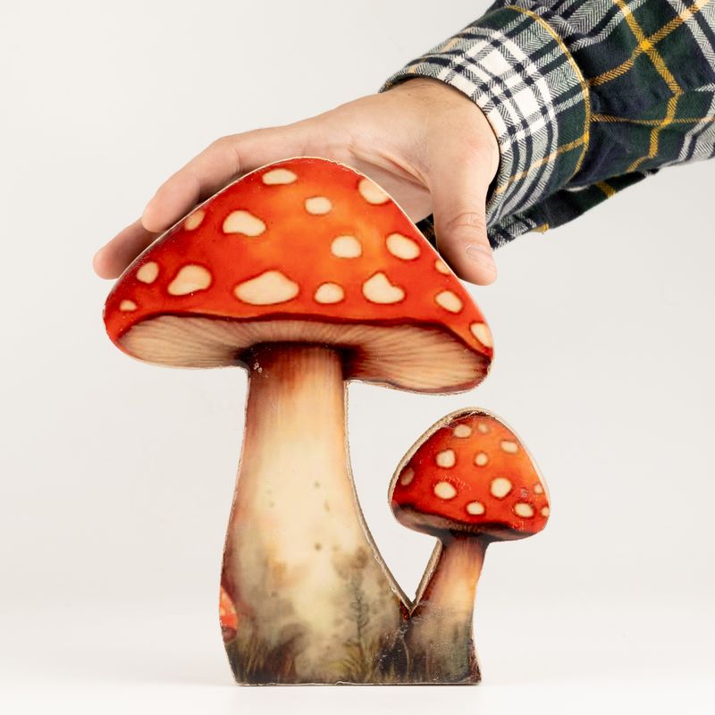 Deko-Pilz aus Holz – Großer Fliegenpilz
