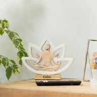 Yoga-Figur aus Holz – Lotusblüte – Creme – Gelassenheit