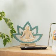 Yoga-Figur aus Holz – Lotusblüte – Petrol – Flow