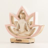 Yoga-Dame aus Holz – Lotusblüte – Altrosa – Liebe