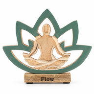 Yoga-Figur aus Holz – Lotusblüte – Petrol – Flow