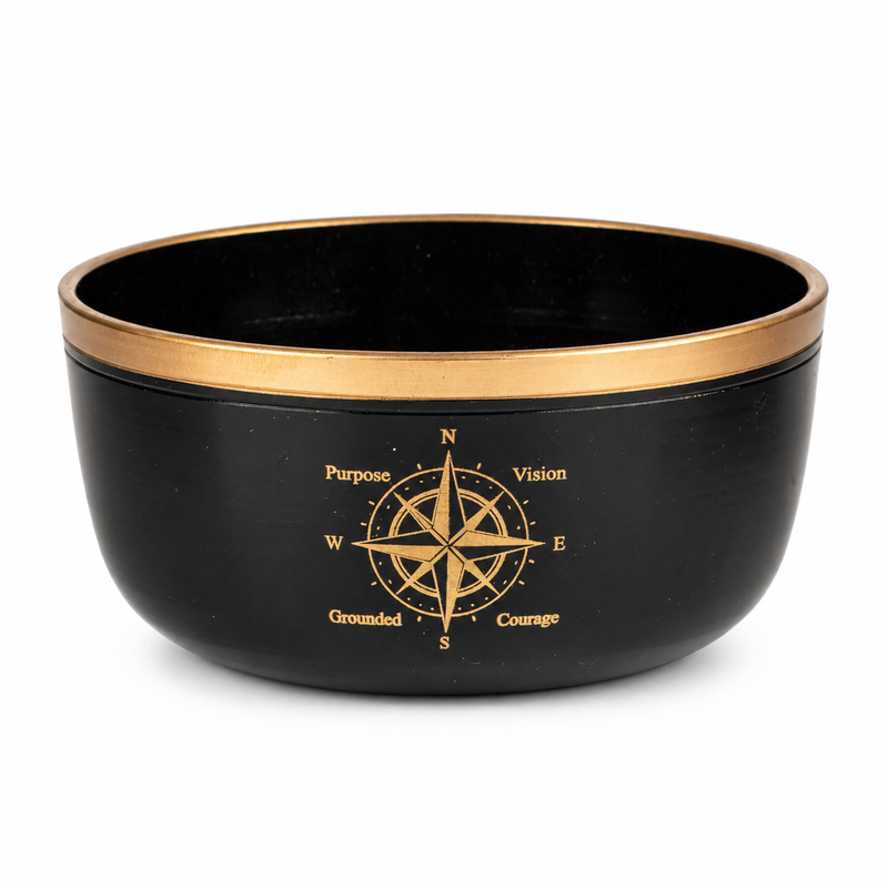TRUE NORTH – Schwarze Klangschale im Set – 15x7,5cm