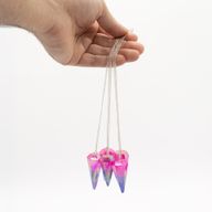 Sechsseitiges Pendel – Aurora-Kristall in Pink und Blau