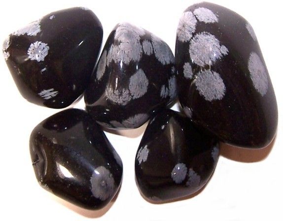 Große Trommelsteine - Obsidian Schneeflocke
