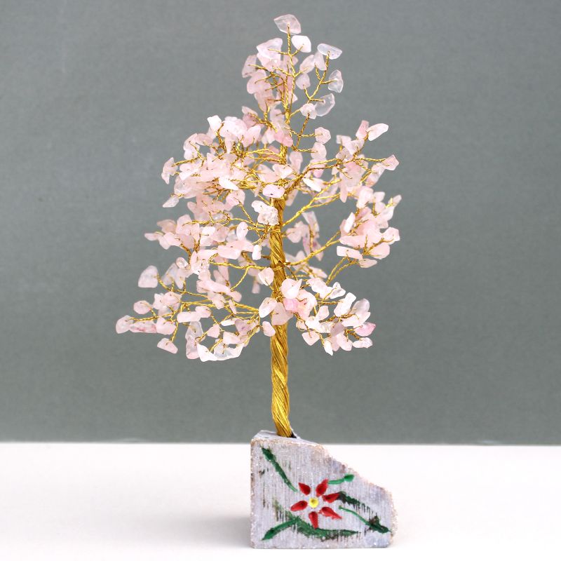 Indische Edelsteinbäume Rosenquarz - 320Steine