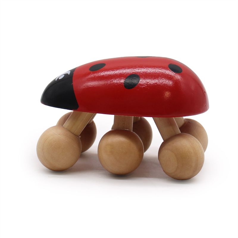 Massagezubehör aus Holz Marienkäfer-Massageroller