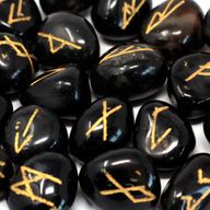 Indische Runen im Beutel - Schwarzer Onyx