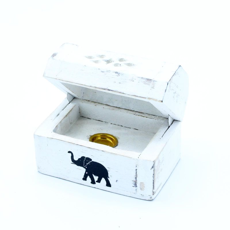 Weiß gewaschener Räucherwerkhalter - Kegelbox 8 cm