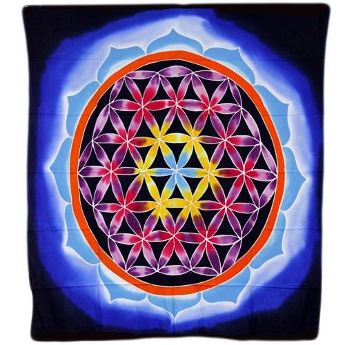 Batikwandtücher aus Bali Blume des Lebens und der Liebe 107x103cm