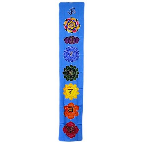 Batikwandtücher aus Bali Chakra-Banner - Himmelsblau 183x35cm