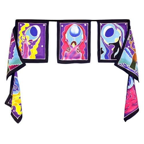 Batikwandtücher aus Bali Sieben Fahnen - Yogapositionen 7x(32x23cm)