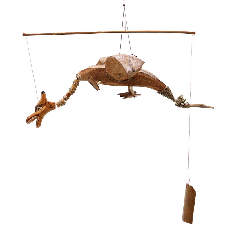 Kokosnuss-Drachenmobiles naturfarben 37cm