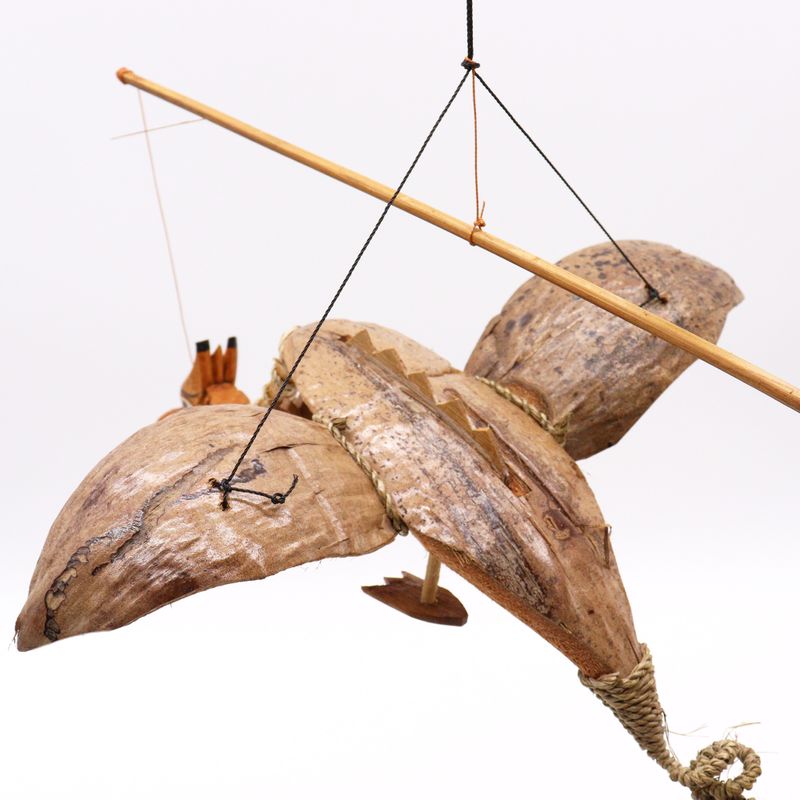 Kokosnuss-Drachenmobiles naturfarben 37cm