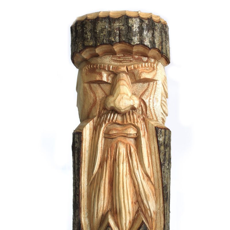 Geschnitzte Baumstämme alter Mann 50x13x6cm