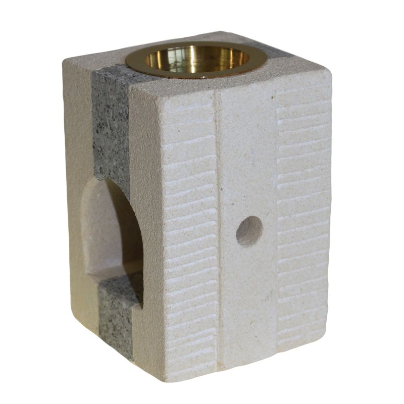 Sandstein-Duftlampen mit Streifenoptik - quadratisch