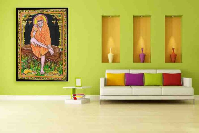 Indische Baumwollwandtücher Sai Baba