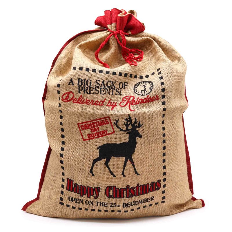 Jute-Weihnachtssack - Delivered By Reindeer
