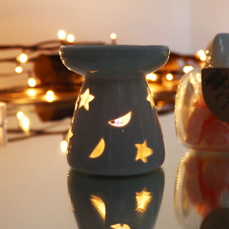 Klassische Weiße Duftlampe "Sterne & Mond" (groß)