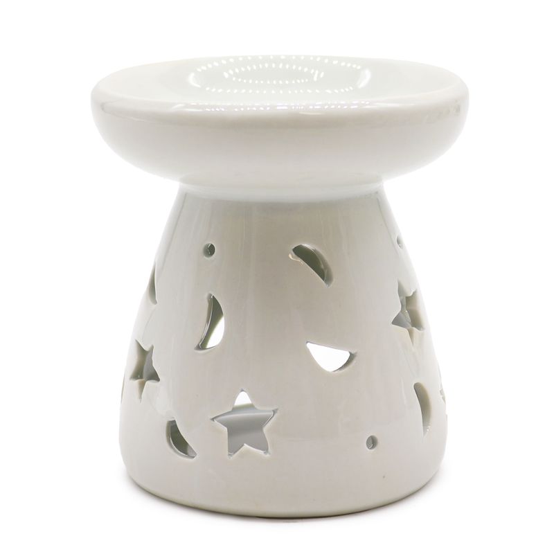 Klassische Weiße Duftlampe "Sterne & Mond" (groß)