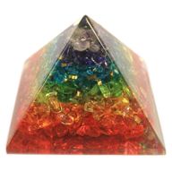 Große Orgonit Pyramide 'Chakra Edelsteine' - 70mm