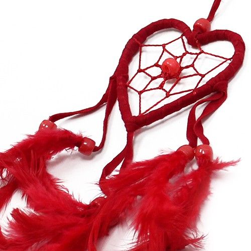 Balinesische Traumfänger-kleine Herzen-Schwarz/Weiß/Rot