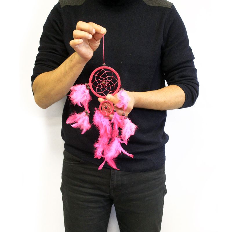 Bali Traumfänger Mittelgroß Türkis/Rosa/Lila