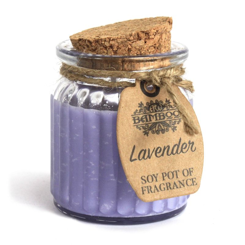 Sojawachskerze in Glas mit Korkdeckel "Lavendel"