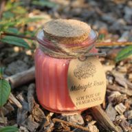 Sojawachskerze in Glas mit Korkdeckel "Mitternachtsrose"